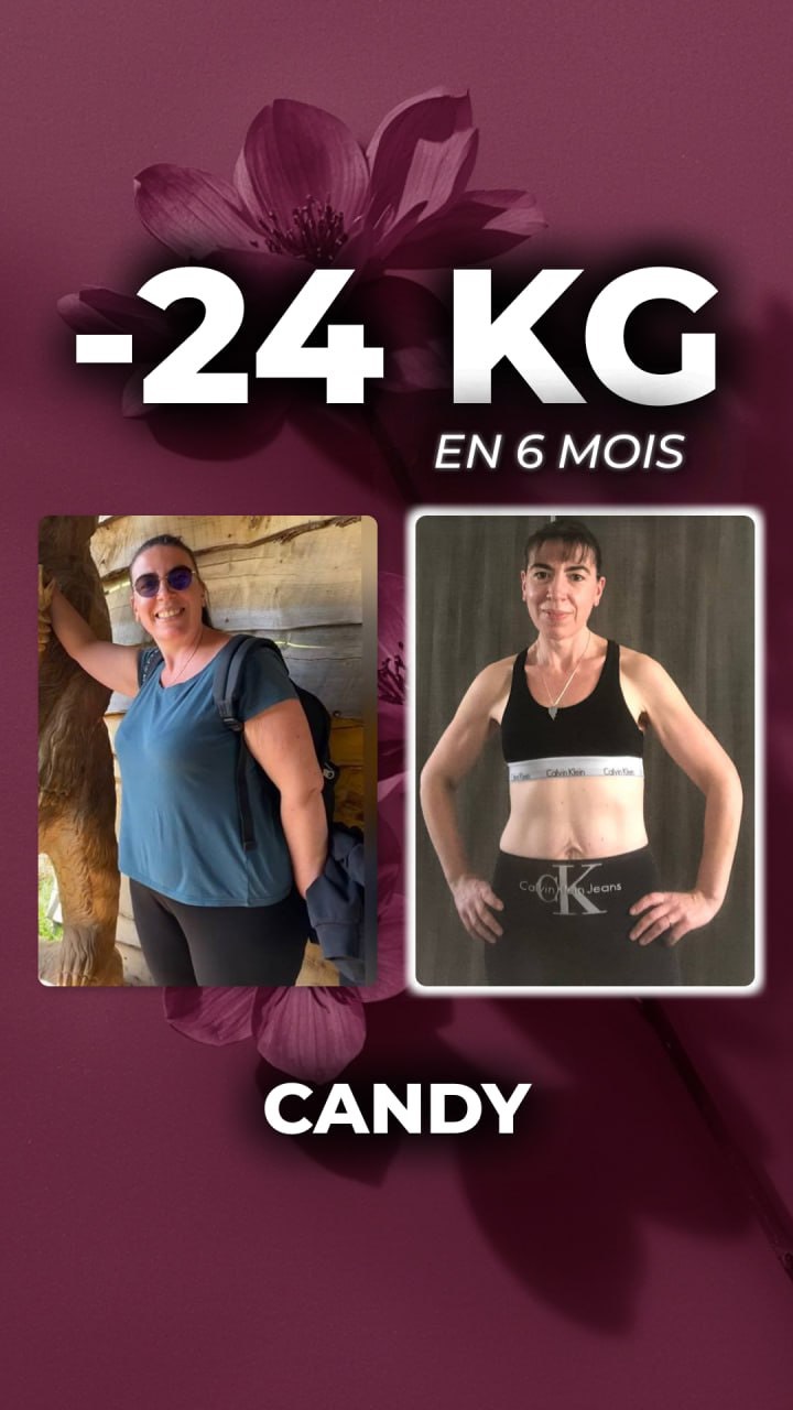 Candy avant et après sa perte de 24 kg